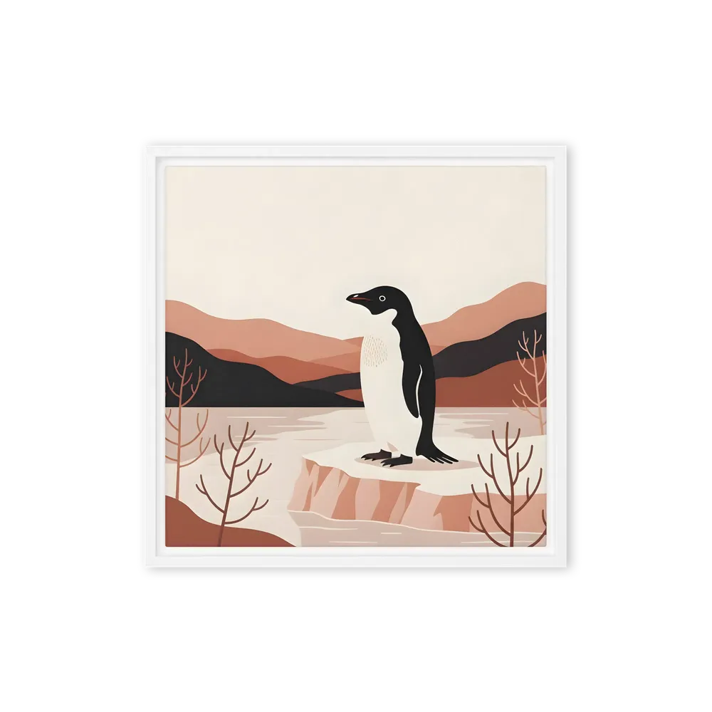 Penguin on Ice Floe 
 Canvas with White Frame