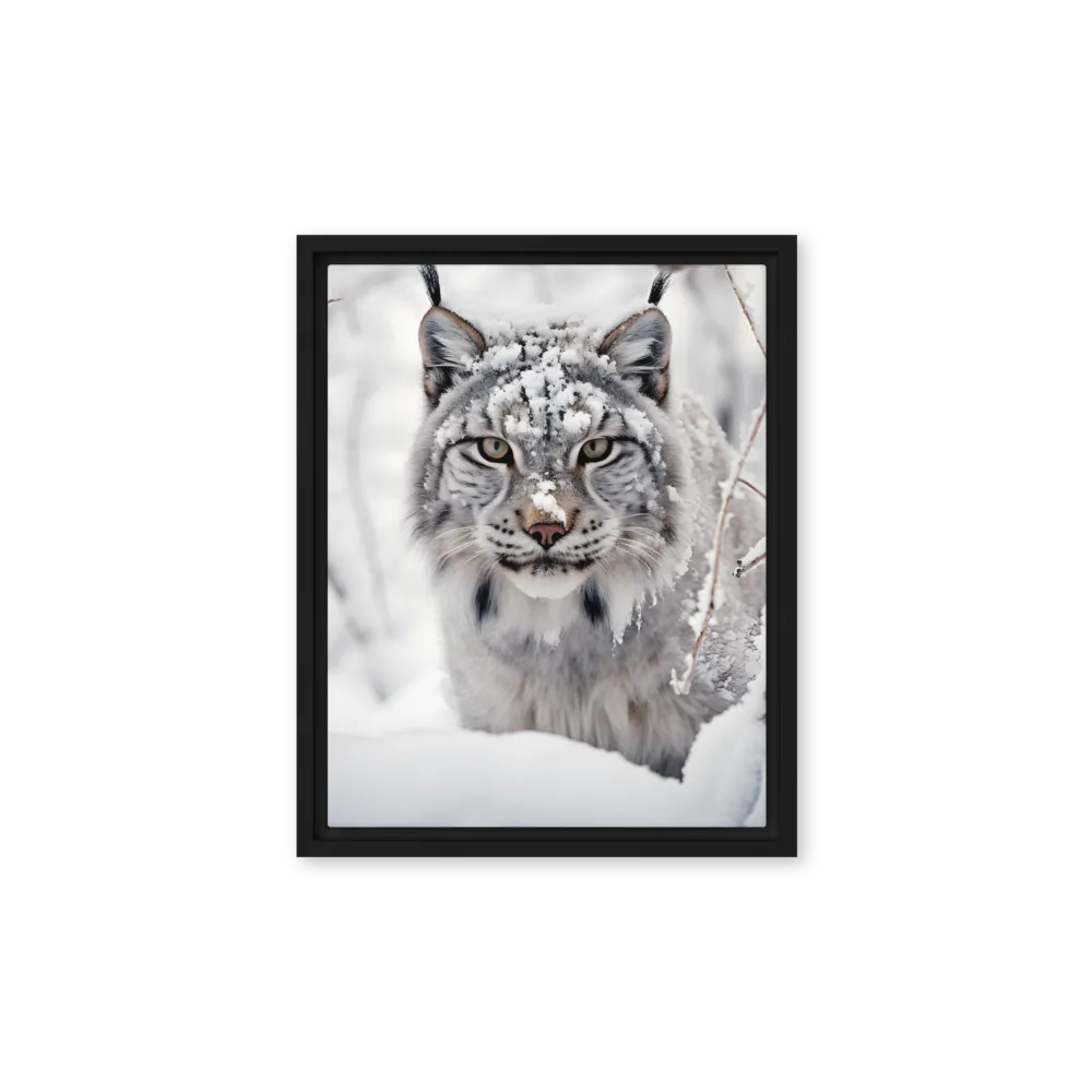 Whispers of Winter: The Lynx in Snow | Canvas with Black Frame | 11″×14″