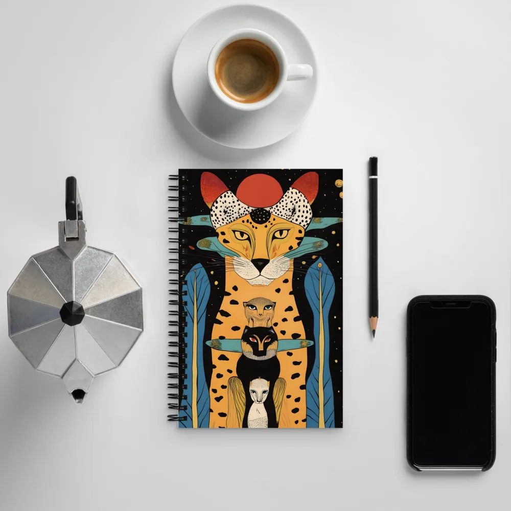 Cosmic Symphony of Felines | Spiral Notebook