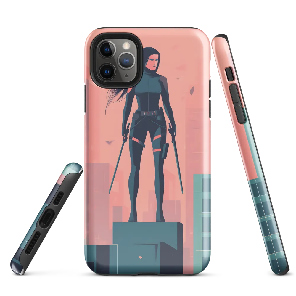 Urban Sentinel: A Warrior's Stand | Phone Case |  11 Pro Max | Tough Case | Glossy