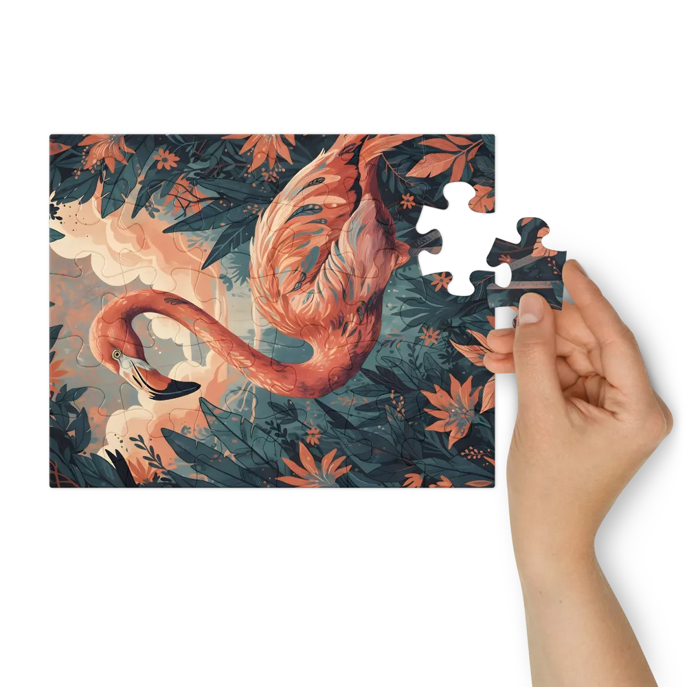 Coral Flamingo 
 Jigsaw Puzzle in Tin Box