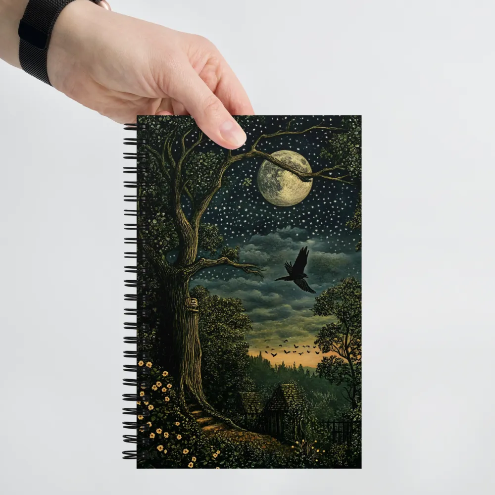 Mystical Nightscape Under the Full Moon | Spiral Notebook