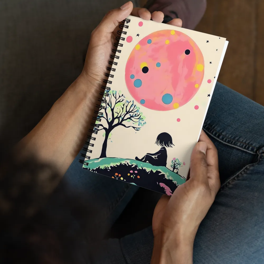 Gazing at the Pink Moon | Spiral Notebook