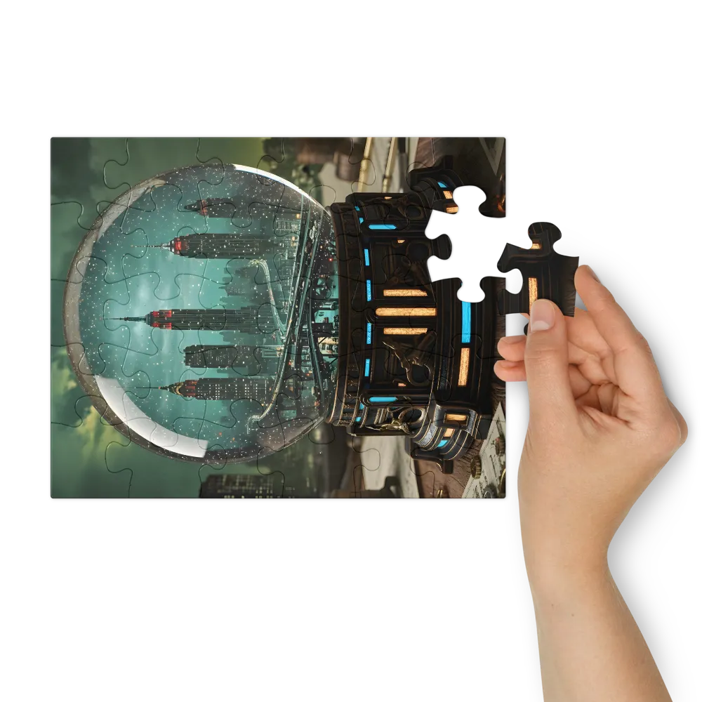 Metropolis Snow Globe 
 Jigsaw Puzzle in Tin Box