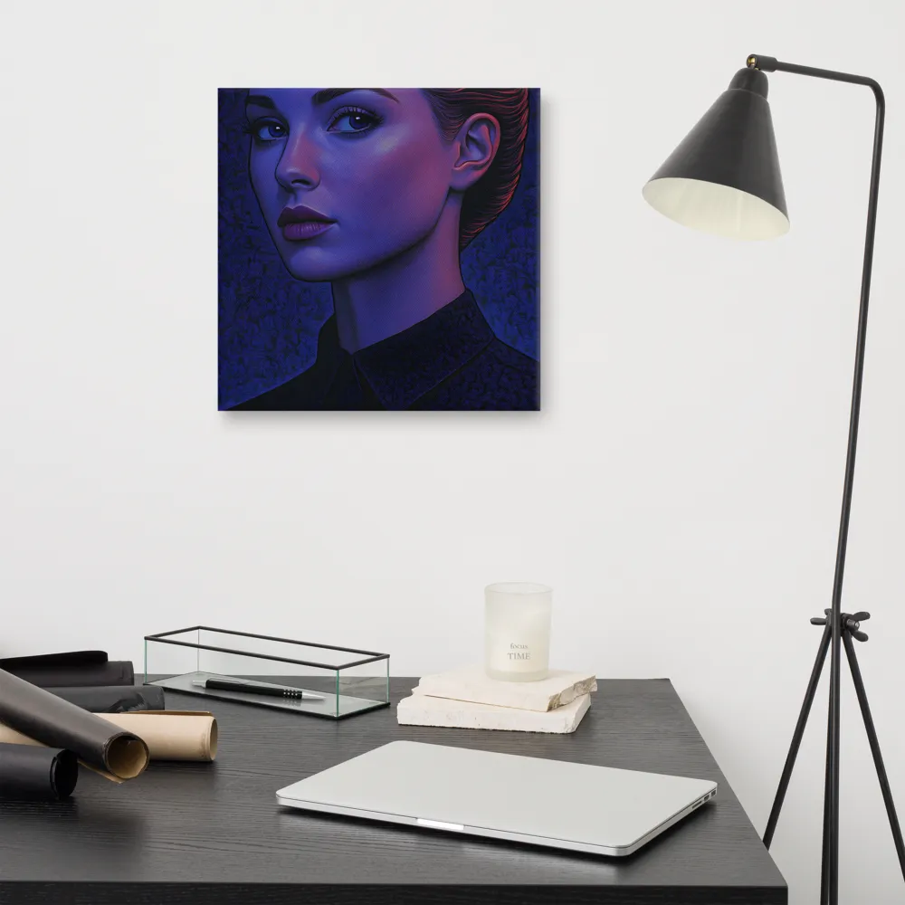 Ethereal Portrait in Blue and Red | Canvas | 16″×16″