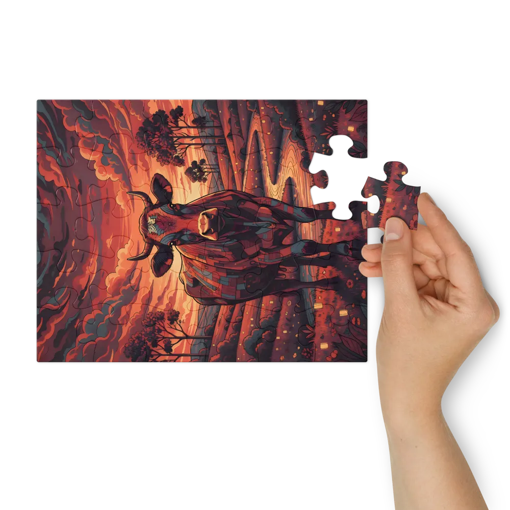 Ember Cow 
 Jigsaw Puzzle in Tin Box