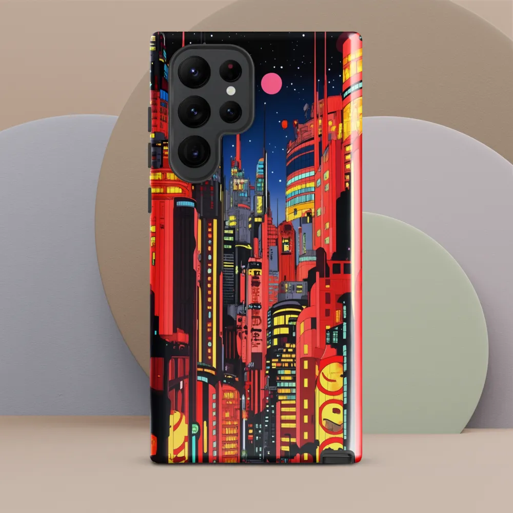 Neon Dreams: A Cyberpunk Cityscape | Phone Case |  S22 Ultra | Tough Case | Glossy