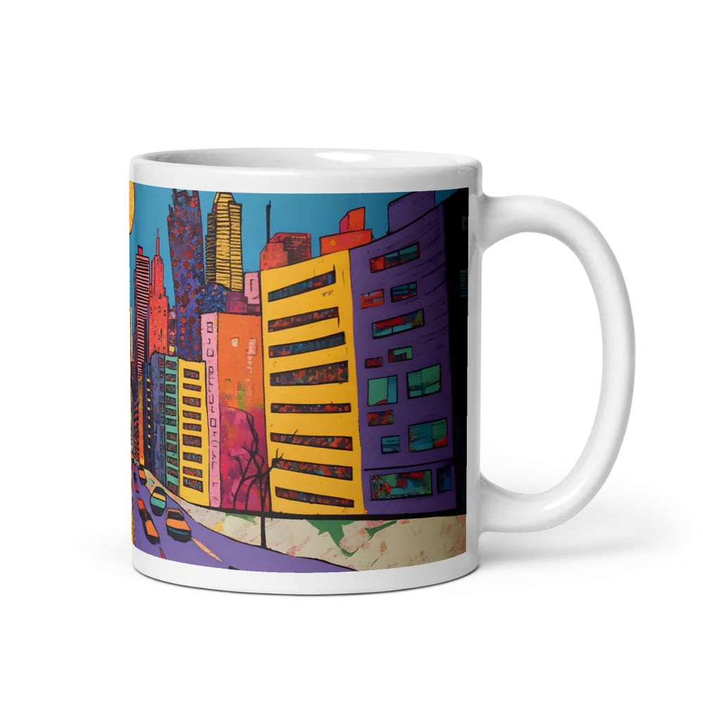 Urban Vibrance: A Pop Art Cityscape | Mug with White inside | 11 oz