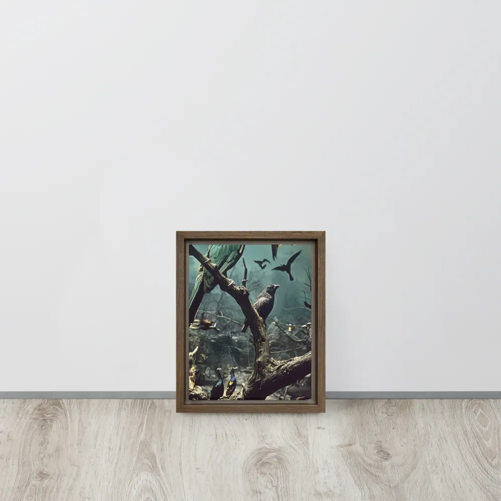 Whispers of the Avian Realm | Canvas with Brown Frame | 8″×10″