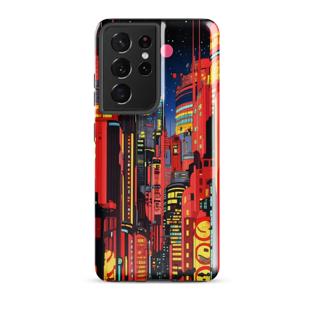 Neon Dreams: A Cyberpunk Cityscape | Phone Case |  S21 Ultra | Tough Case | Glossy