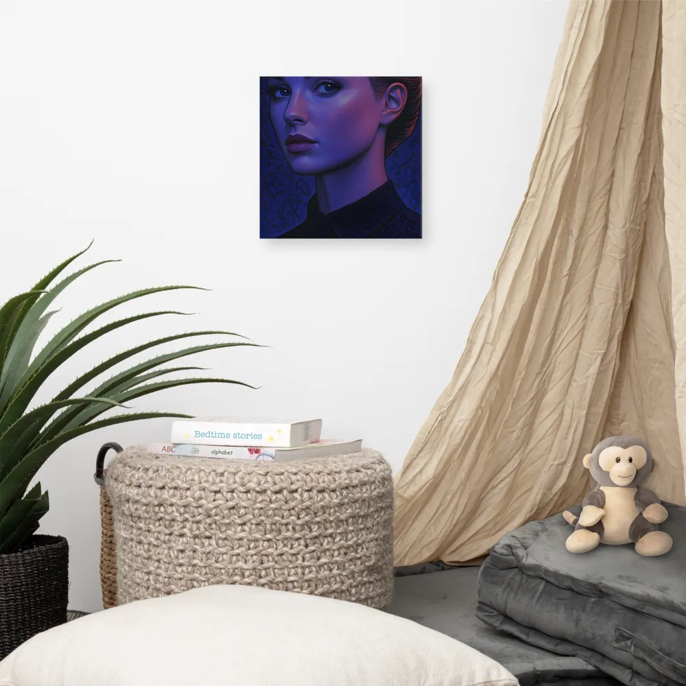 Ethereal Portrait in Blue and Red | Canvas | 12″×12″