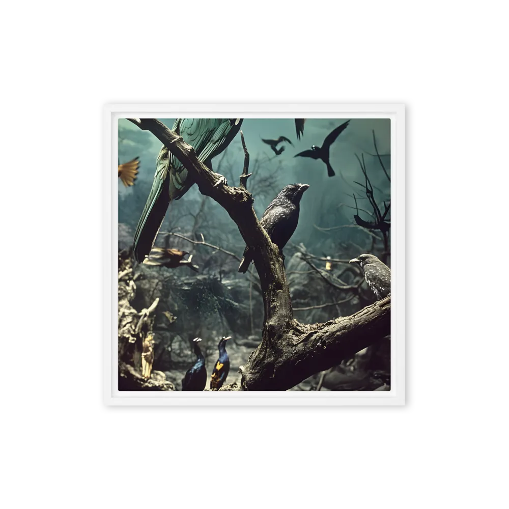 Whispers of the Avian Realm | Canvas with White Frame | 16″×16″