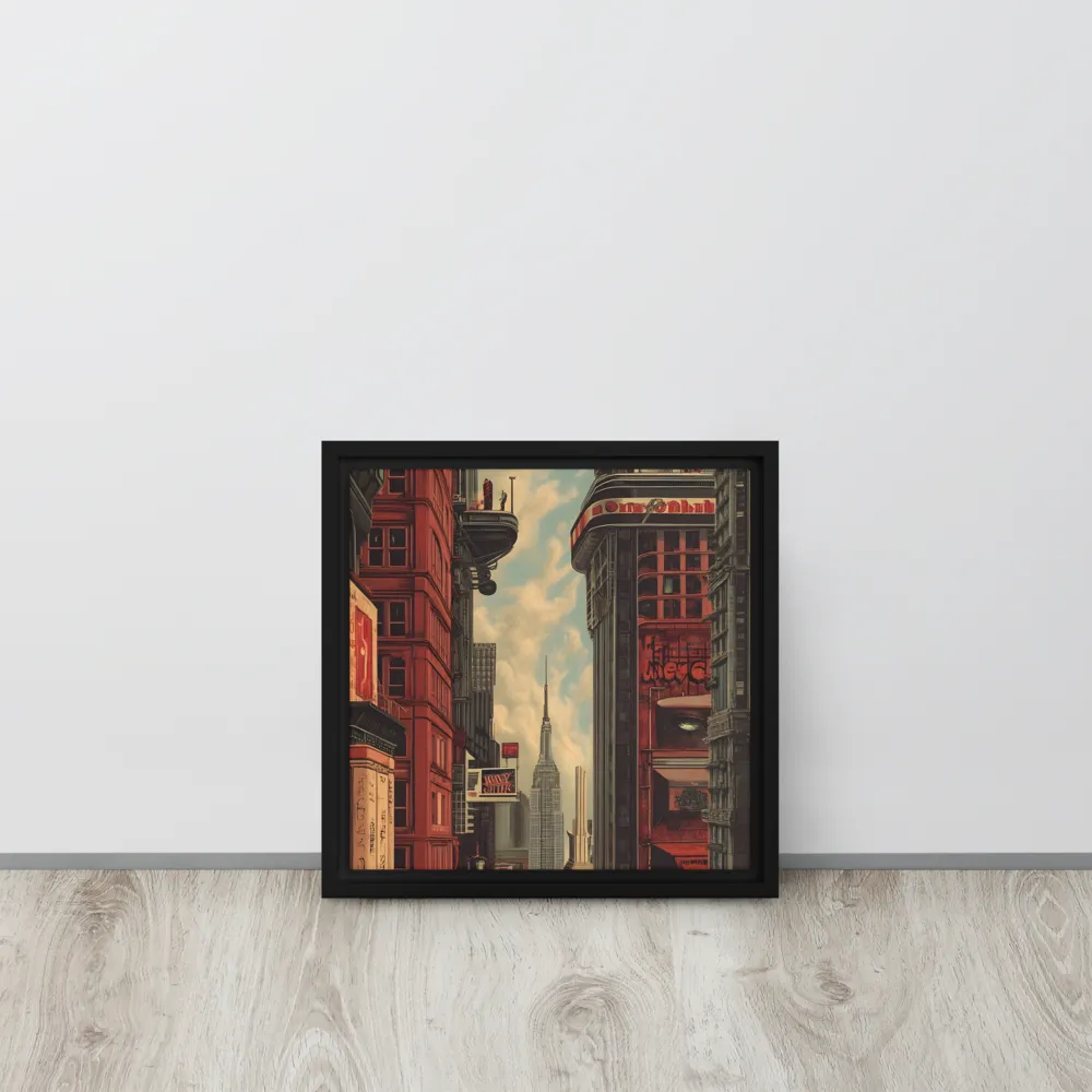 A Glimpse of Tomorrow: Urban Ambition | Canvas with Black Frame | 12″×12″