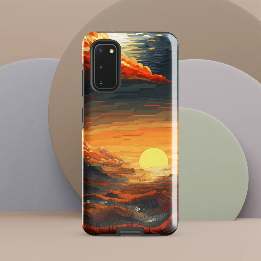 Ethereal Sunset: A Serene Landscape in Flowing Forms | Phone Case |  S20 | Tough Case | Glossy