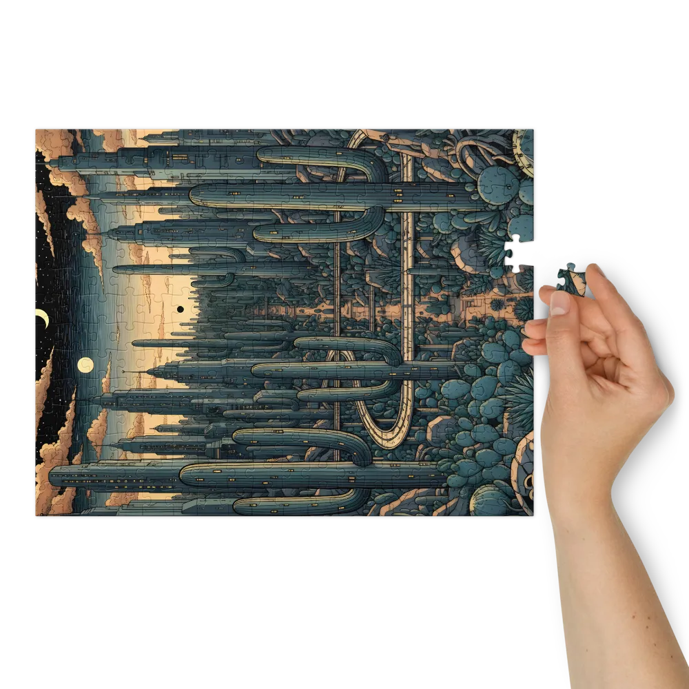 Cactus Metropolis 
 Jigsaw Puzzle in Tin Box