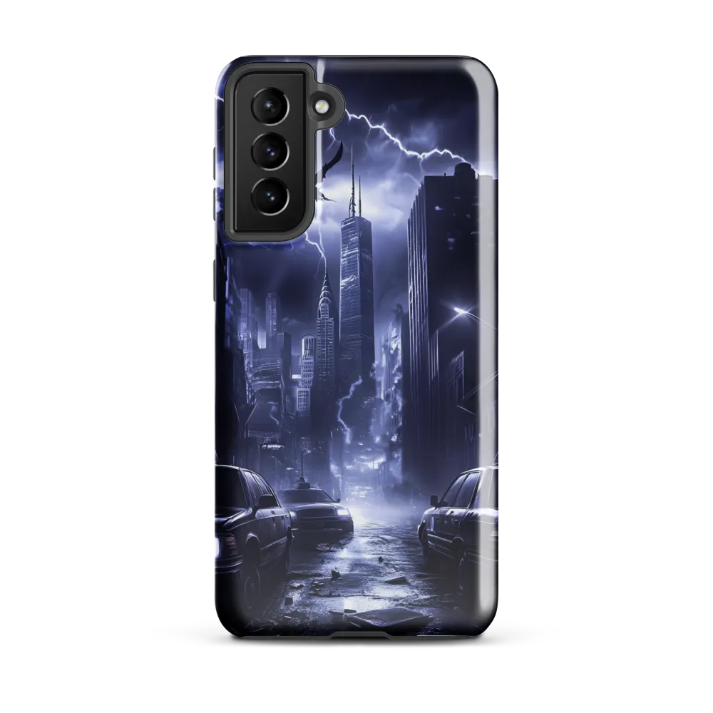 Stormy Cityscape: Shadows of the Night | Phone Case |  S21 Plus | Tough Case | Glossy