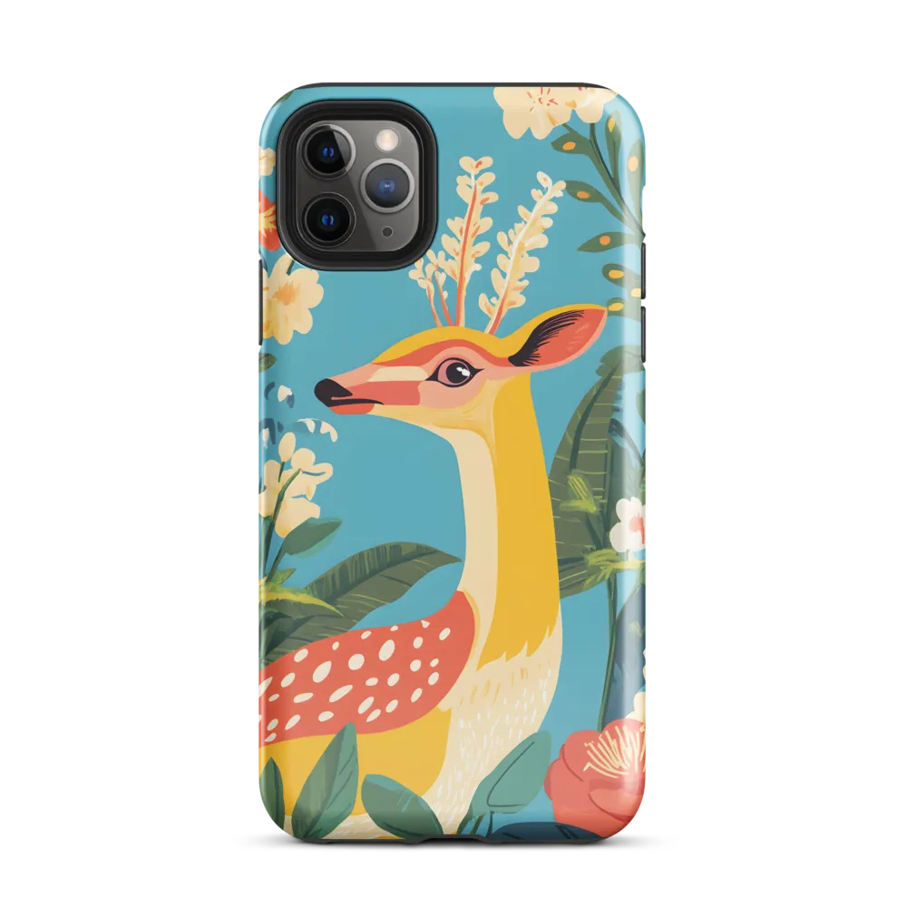 Serene Majesty: A Vibrant Deer Amidst Flora | Phone Case |  11 Pro Max | Tough Case | Glossy