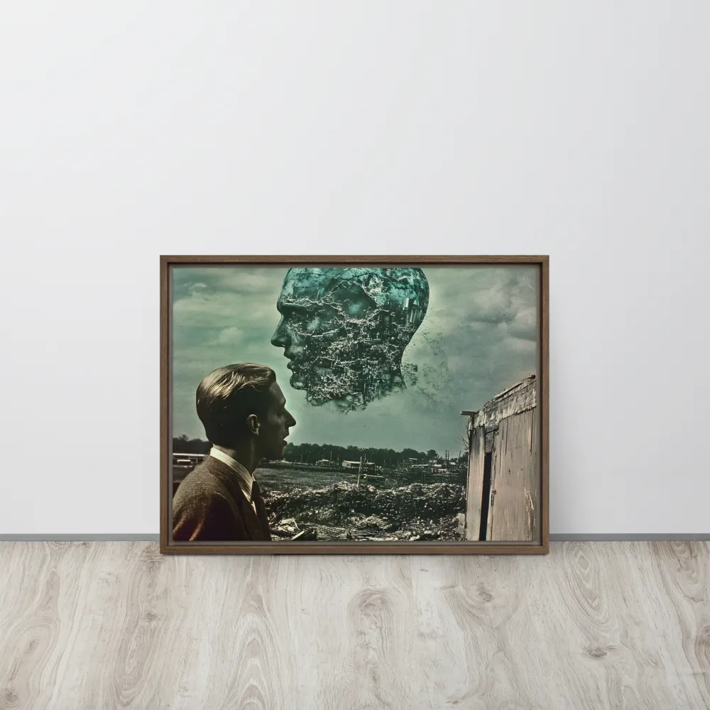 Ethereal Reflections: Identity in a Fragmented World | Canvas with Brown Frame | 18″×24″