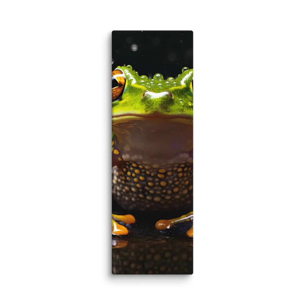 Emerald Elegance: The Frog in Focus | Canvas | 12″×36″