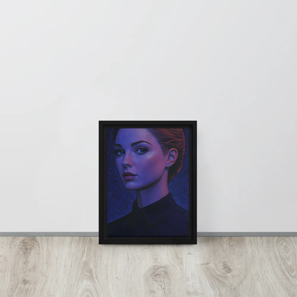 Ethereal Portrait in Blue and Red | Canvas with Black Frame | 9″×12″