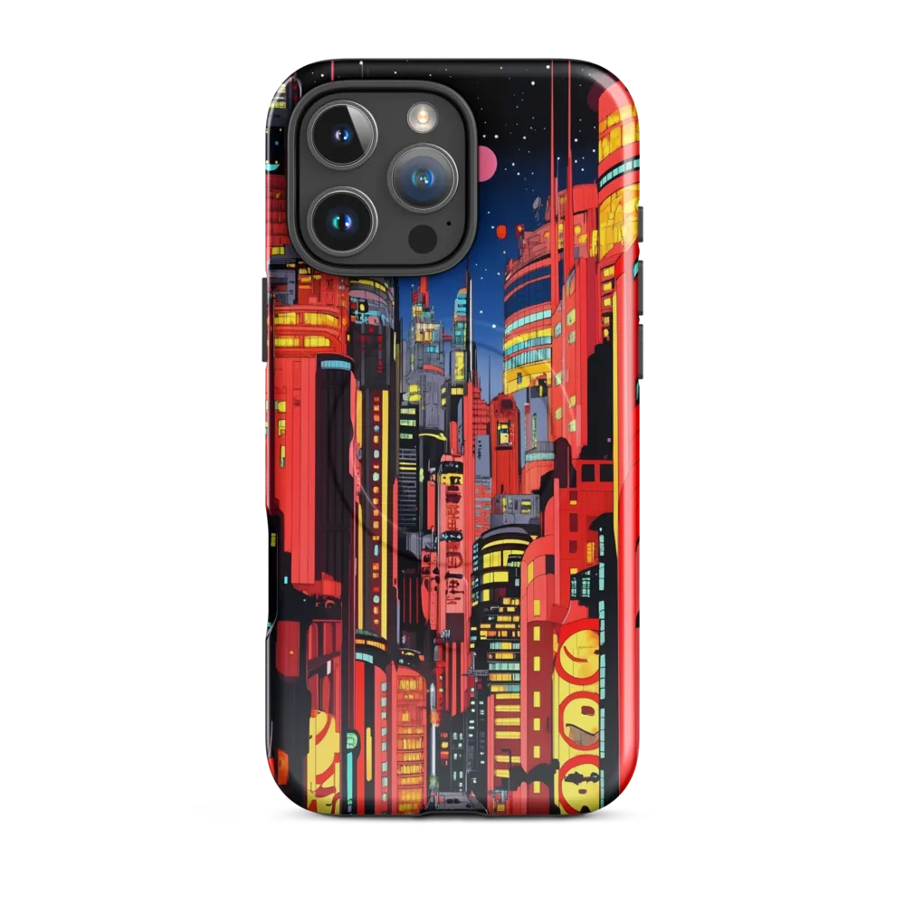 Neon Dreams: A Cyberpunk Cityscape | Phone Case |  16 Pro Max | MagSafe® Tough Case | Glossy