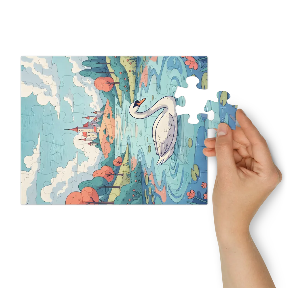 Castle Pond Swan 
 Jigsaw Puzzle in Tin Box
