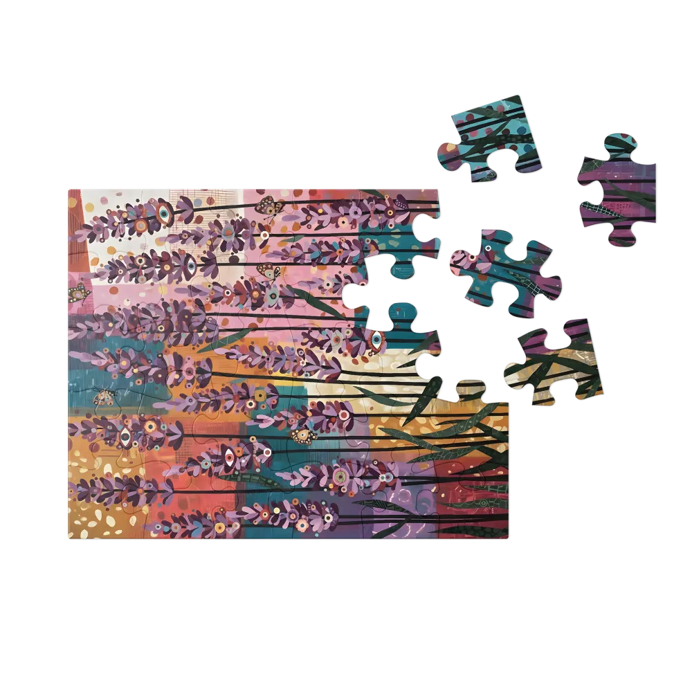Patchwork Lavender 
 Jigsaw Puzzle in Tin Box