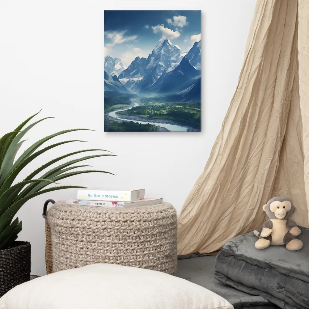 Majestic Serenity: A Landscape of Mountains and Rivers | Canvas | 16″×20″
