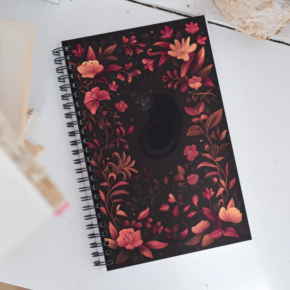 Enigmatic Feline Flora | Spiral Notebook