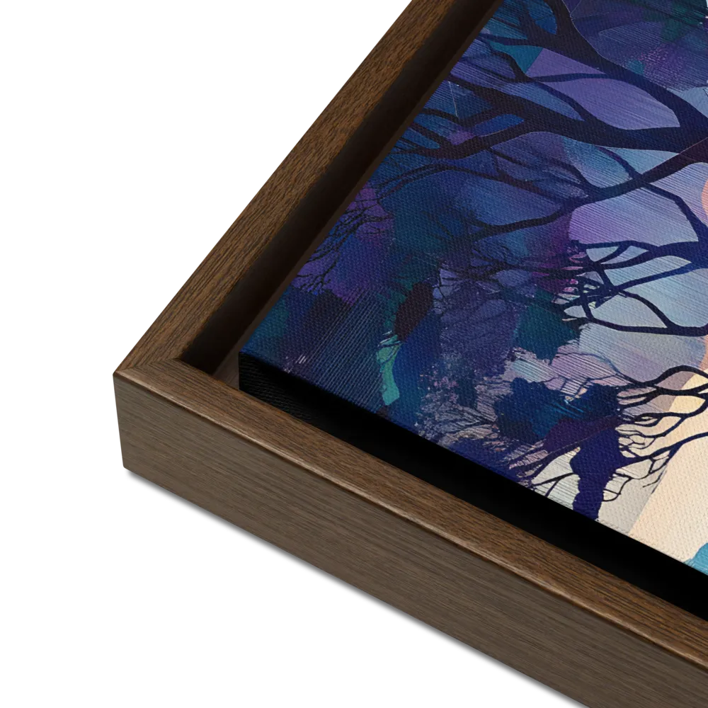 Tranquil Geometry: A Journey Through Color | Canvas with Brown Frame | 12″×16″
