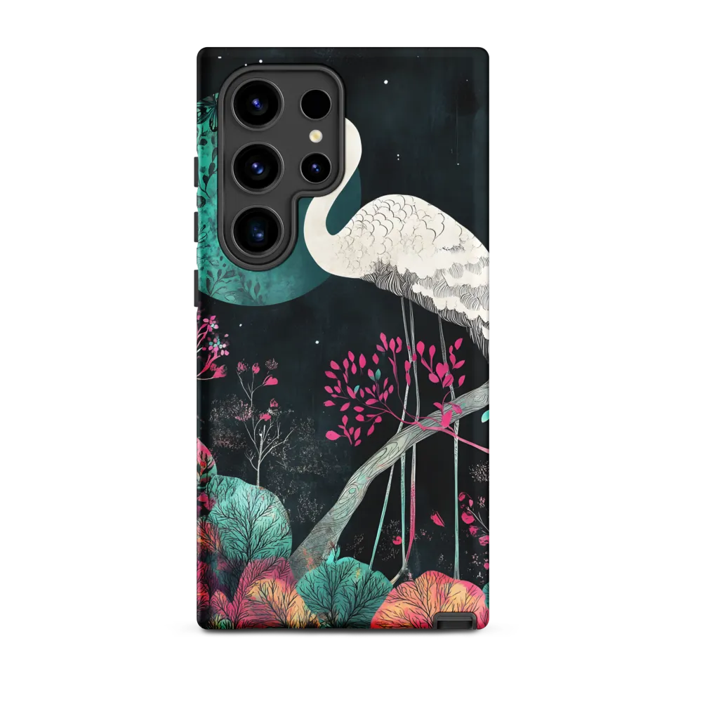 Ethereal Presence: Heron in a Floral Dreamscape | Phone Case |  S24 Ultra | Tough Case | Matte