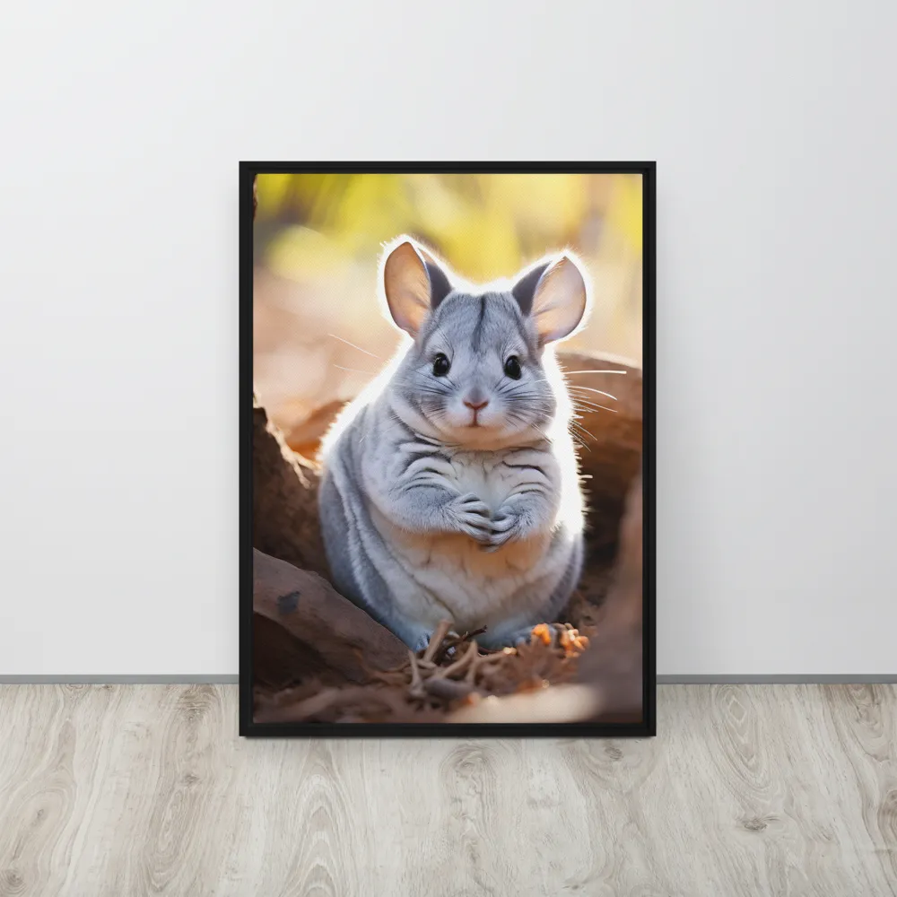 Gentle Whispers of Nature: The Chinchilla | Canvas with Black Frame | 20″×28″