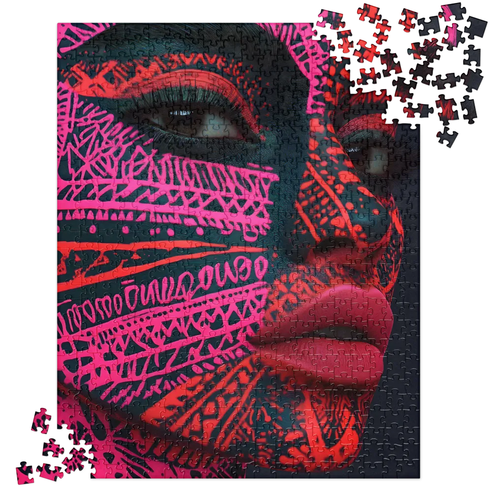 Neon Visage: A Bold Expression of Contemporary Art | Jigsaw Puzzle | 520 pieces