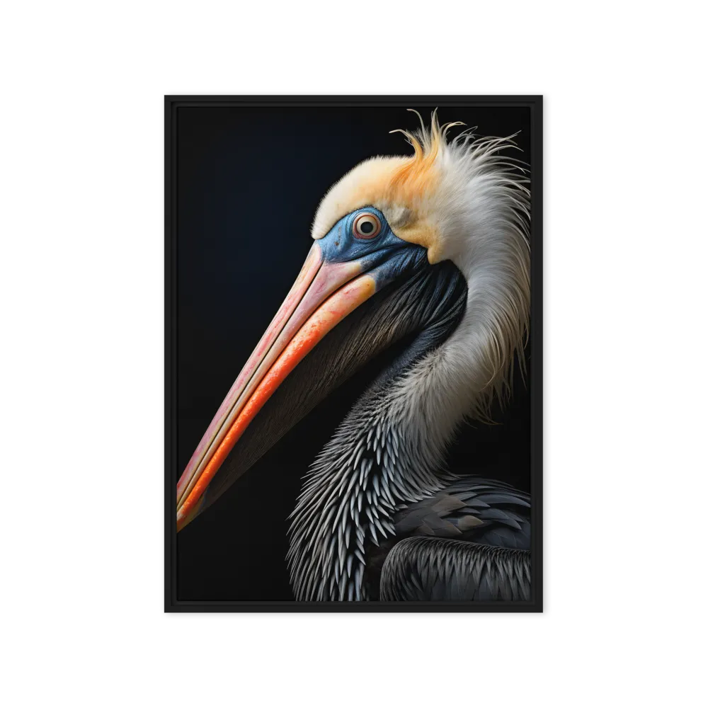 Majestic Portrait of a Pelican | Canvas with Black Frame | 20″×28″