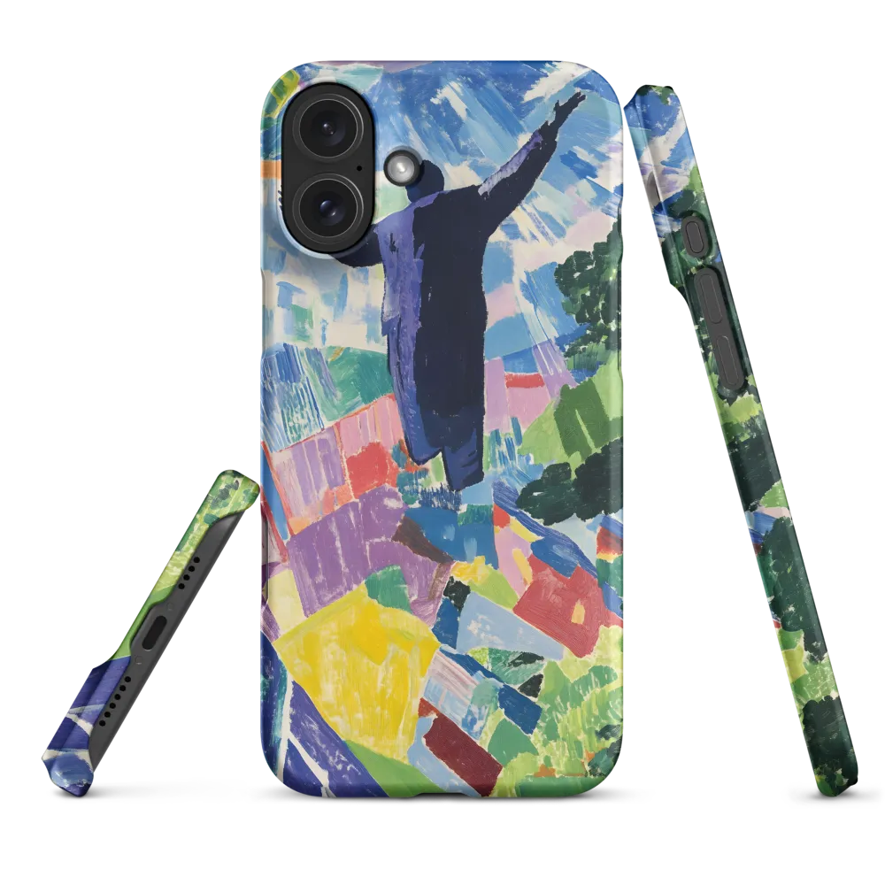 Elysium: A Soaring Figure Amidst Colorful Landscapes | Phone Case |  16 Plus | Snap Case | Matte
