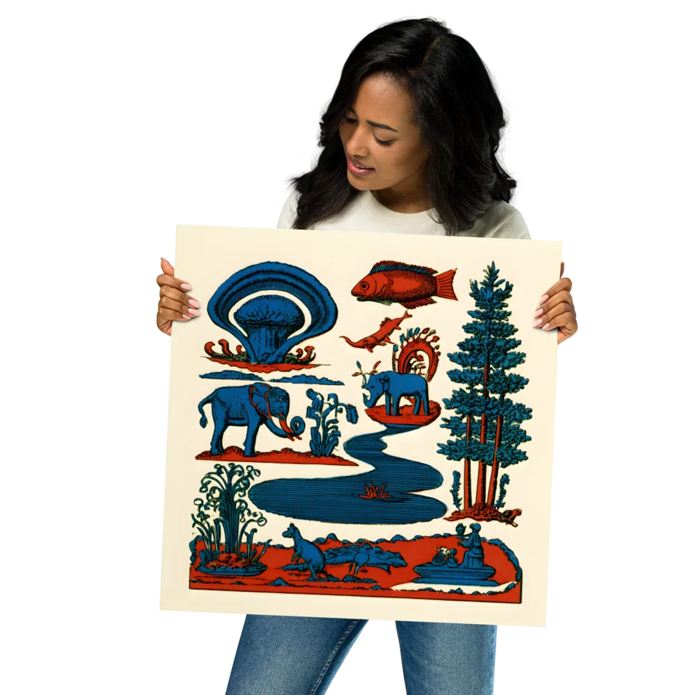 Pondside Elephants 
 Poster | 18″x 18″