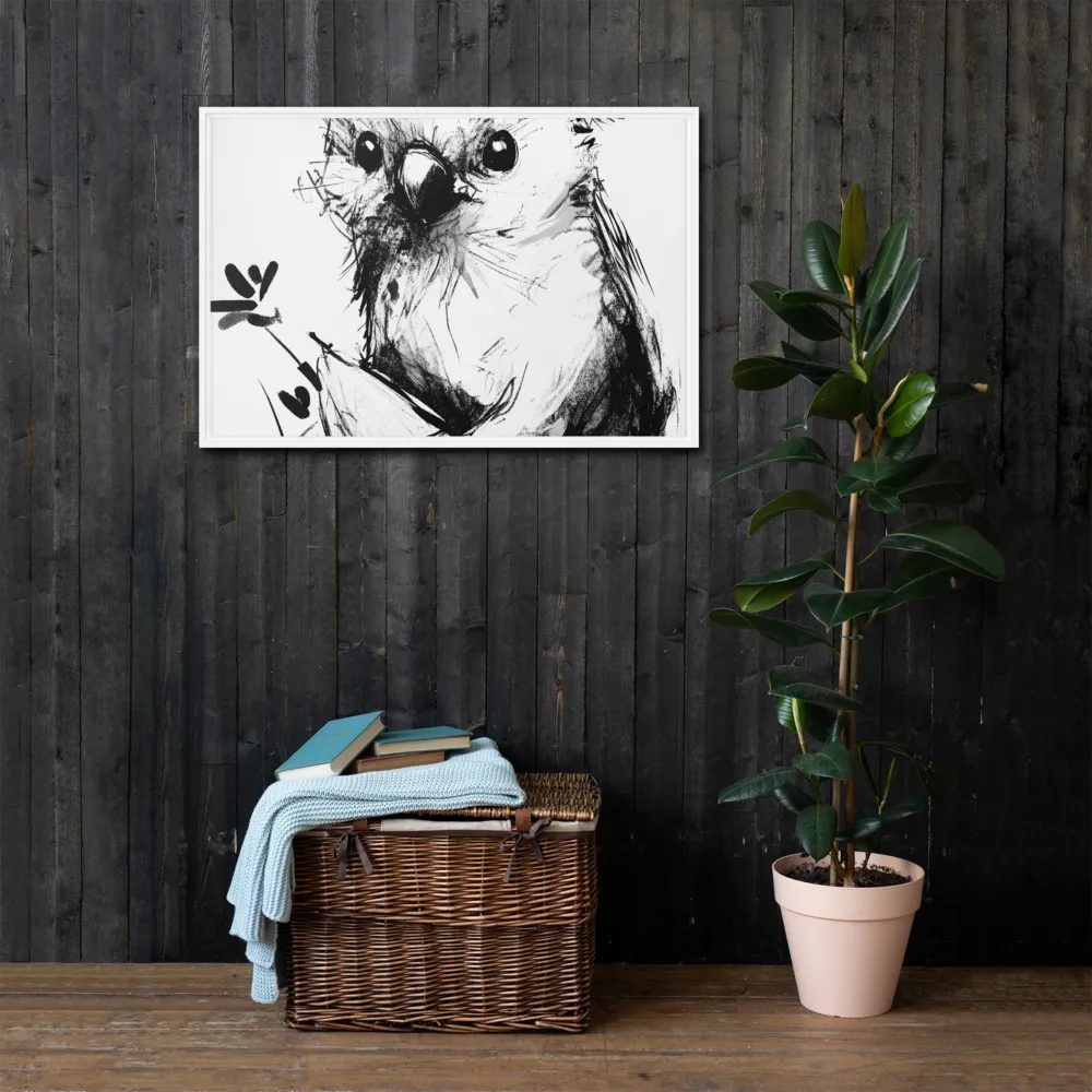 Whimsical Koala in Ink | Canvas with White Frame | 24″×36″