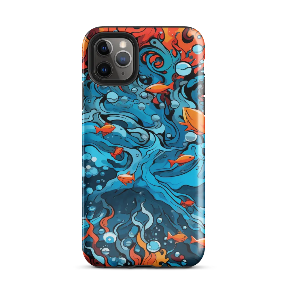 Fluid Harmony: Ocean and Flames | Phone Case |  11 Pro Max | Tough Case | Glossy