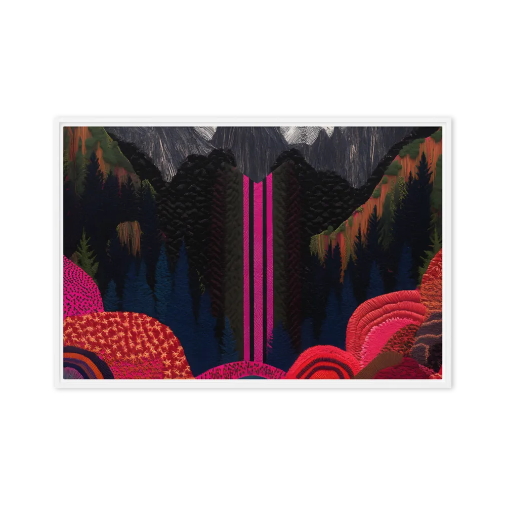 Ethereal Cascade: A Surreal Landscape | Canvas with White Frame | 24″×36″