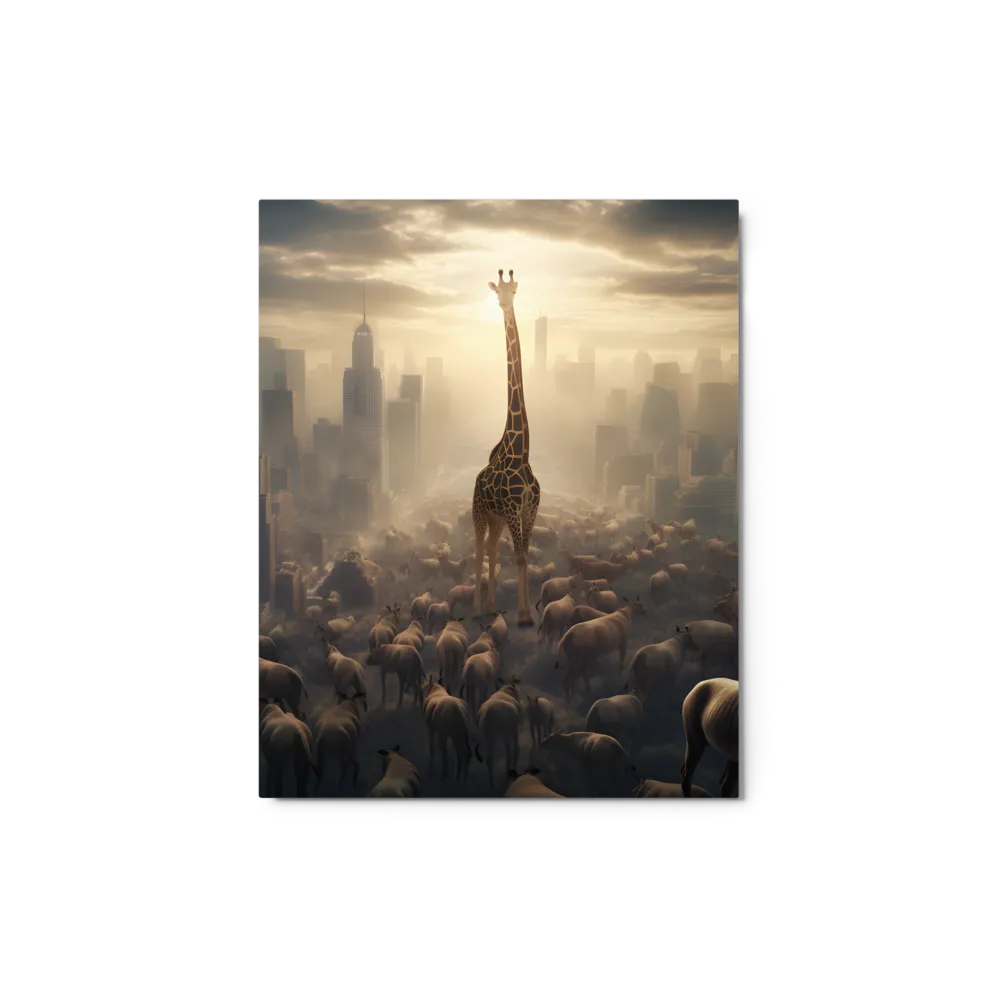 Urban Serengeti: A Giraffe's Perspective | Metal Print | 8″×10″