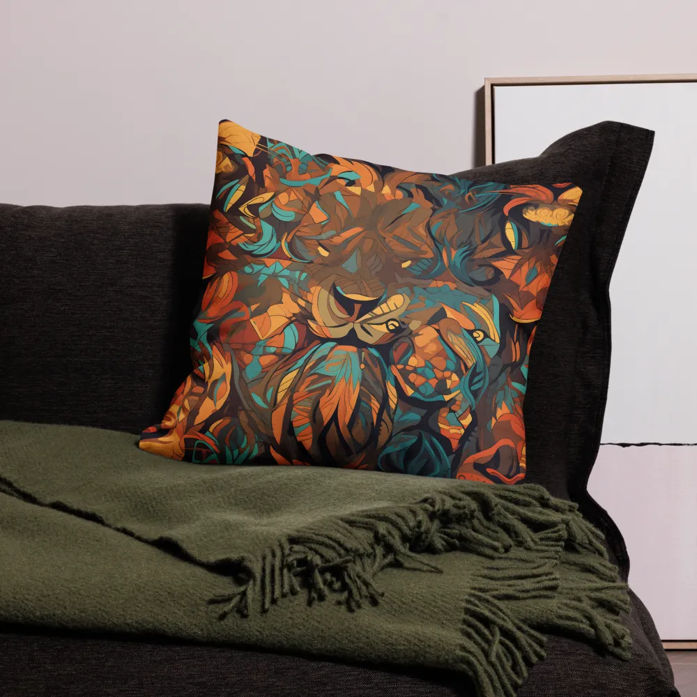 Fierce Royalty: A Geometric Exploration of Lions | Pillow | 22″×22″