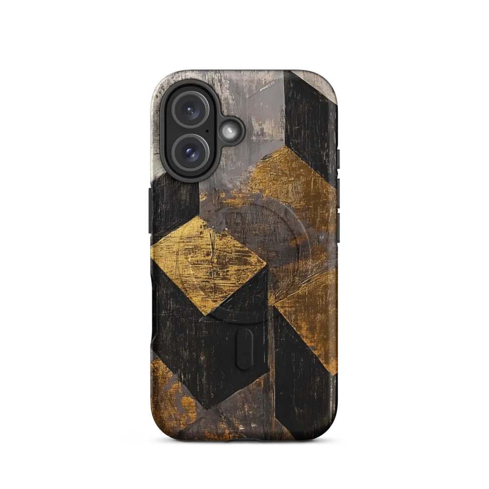Geometric Harmony in Gold and Black | Phone Case |  16 | MagSafe® Tough Case | Matte