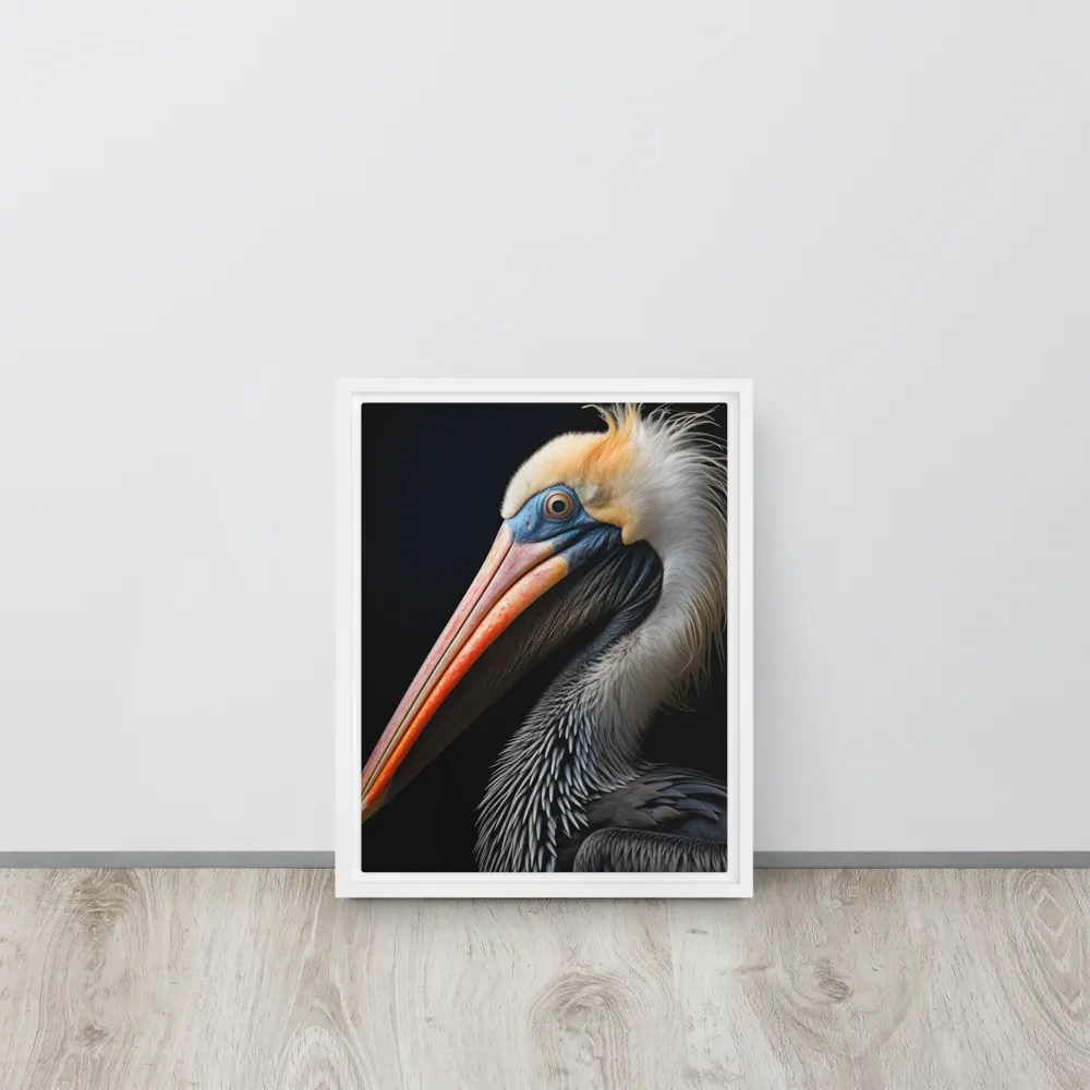 Majestic Portrait of a Pelican | Canvas with White Frame | 11″×14″