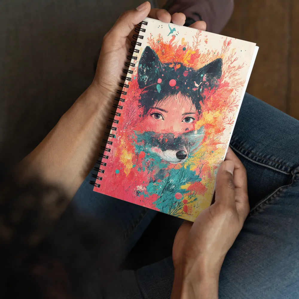 Harmony of Spirit: Girl and Wolf | Spiral Notebook