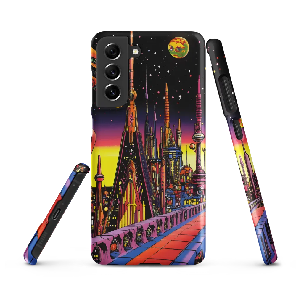 Futuristic Cosmos: A Journey Through Neon Cities | Phone Case |  S21 FE | Snap Case | Matte