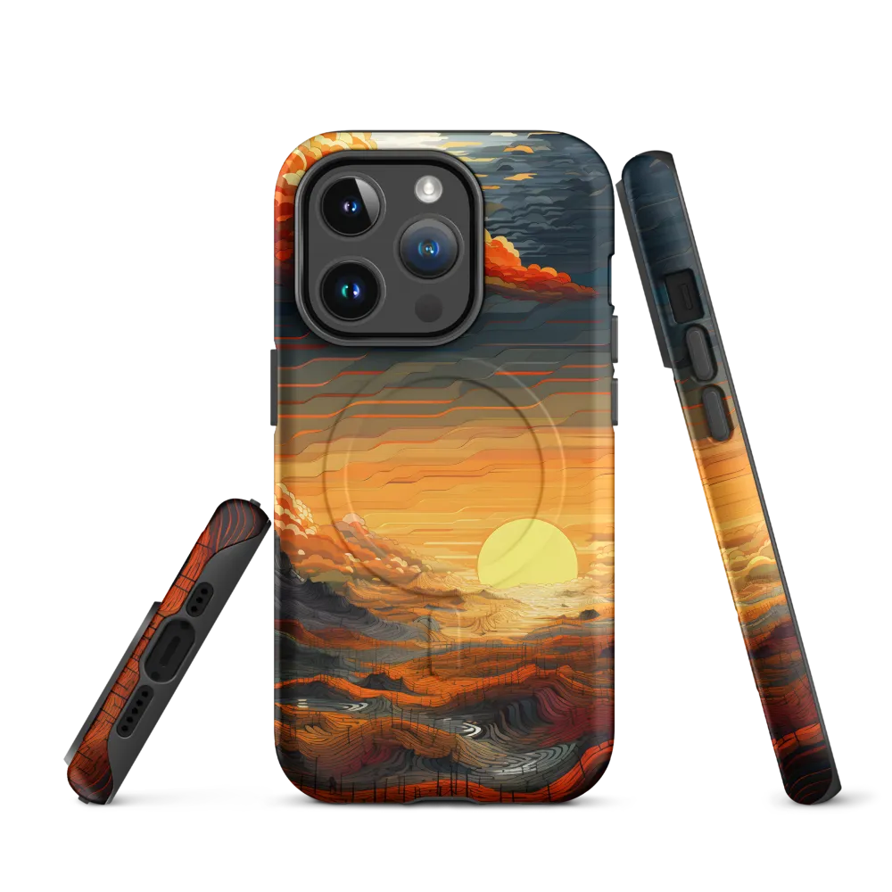 Ethereal Sunset: A Serene Landscape in Flowing Forms | Phone Case |  14 Pro | MagSafe® Tough Case | Matte