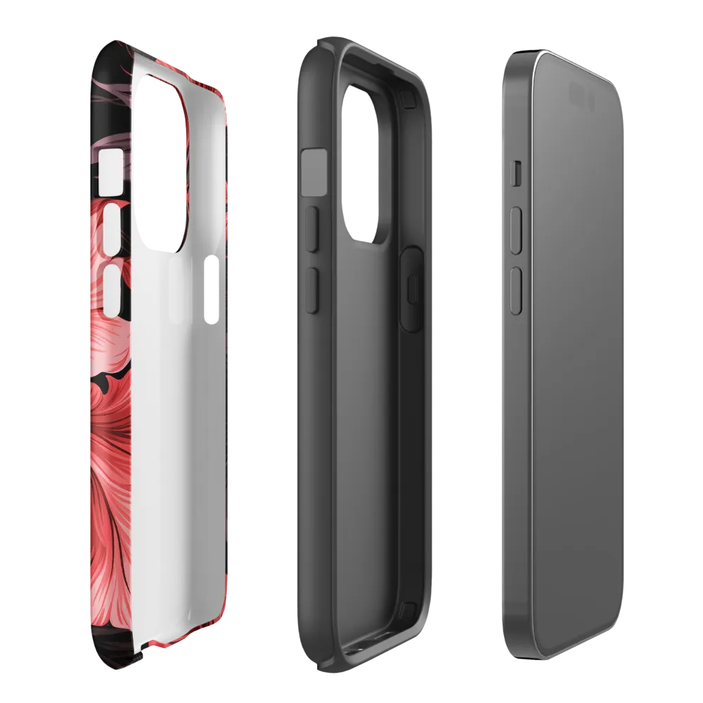Tropical Elegance in Red | Phone Case |  14 Pro | Tough Case | Glossy