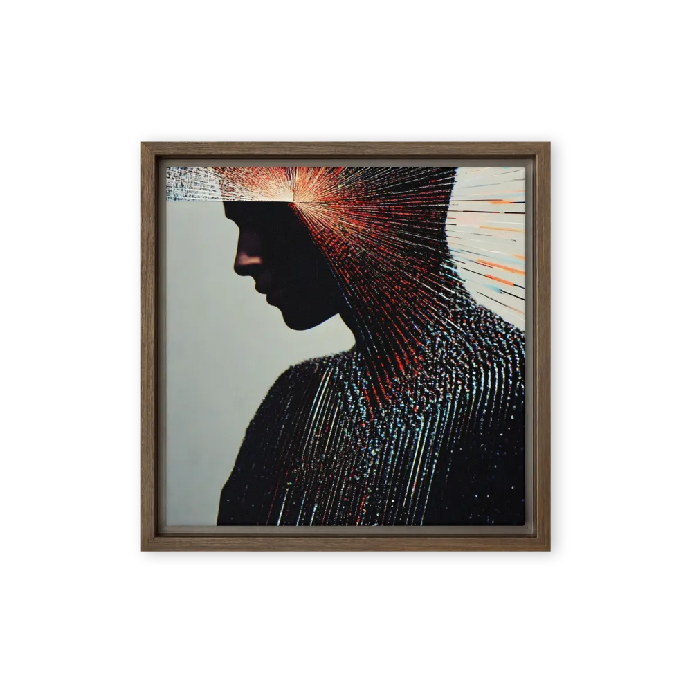 Radiant Reflection: An Abstract Journey of Thought | Canvas with Brown Frame | 12″×12″