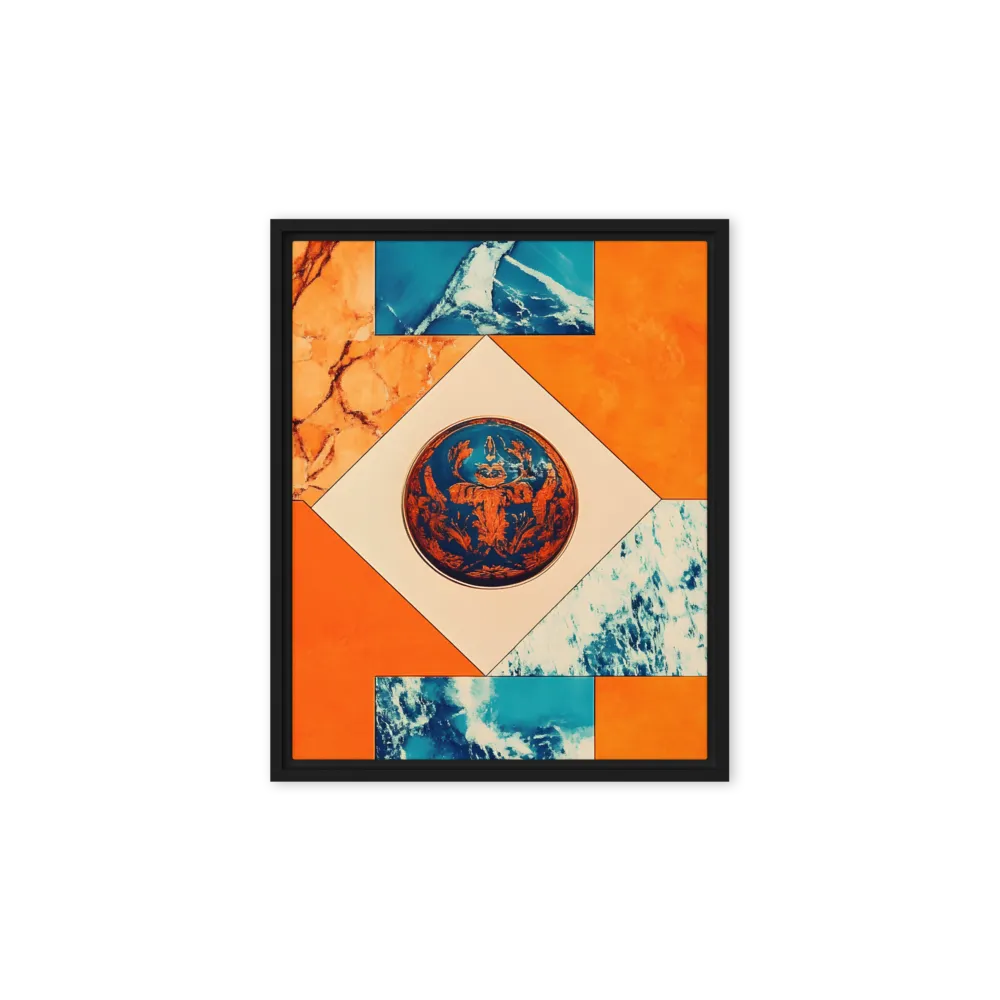 Harmonious Encounters: Abstract Geometry | Canvas with Black Frame | 8″×10″