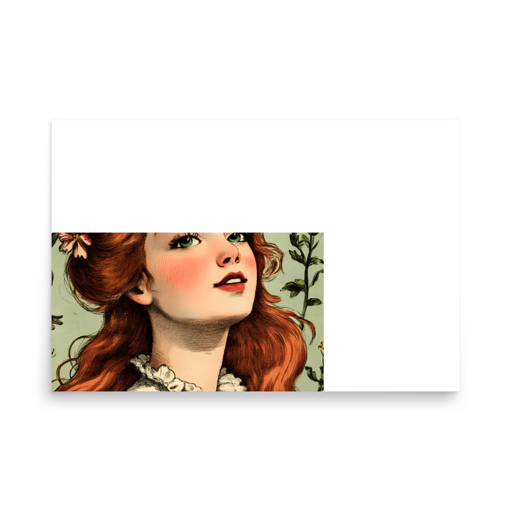 Whimsical Portrait of a Flower-Adorned Girl | Poster | 24″×36″